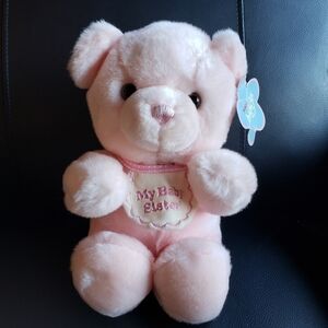 Aurora "My Baby Sister" Pink Bear Plush Teddy Stuffed Animal Newborn Infant Tag